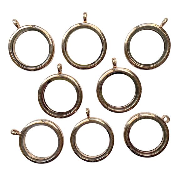 Lot of 8 Pc Round Gold Floating Lockets/Pendants Keepsake Jewelry Supplies - Picture 1 of 8